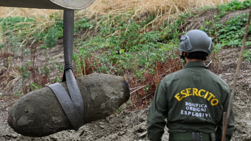 WW2 Bomb Revealed in Drought-Hit Waters of Italy's Po River