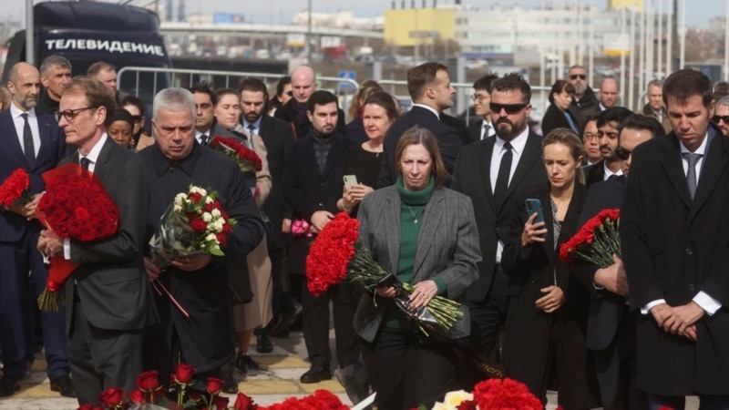 Ambassadors Lay Flowers at Site of Moscow Concert Hall Massacre