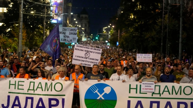 Thousands protest lithium mining in Serbia