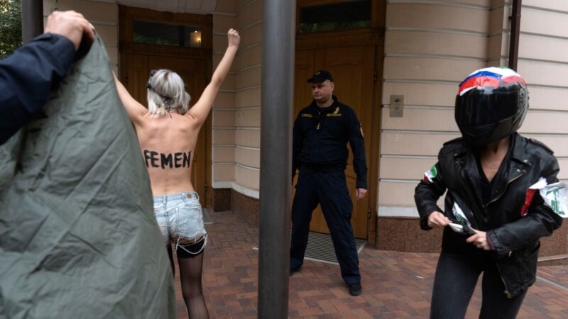 Ukraine's Femen protest war at Iran embassy